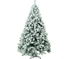 JRMU 5ft Premium Floqué Arbre Sapin Artificiel De Noêl, 450 Branches, Pin Charnière Sapin De Noel Effet De Neige Matière PVC Non éclairé avec Support en Métal pour Accueil-150cm(5ft)