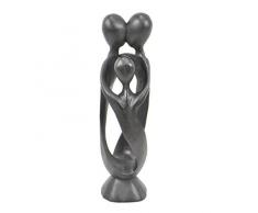 Coco Papaya Statuette Abstraite Famille h30cm en Bois Finition Noire. Fabrication Artisanale.