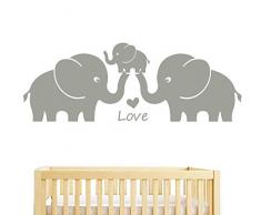 BDECOLL famille éléphant stickers muraux, éléphant decoration chambre bebe, famille stickers chambre enfant (Gris)