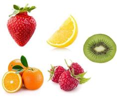 Set 5X Autocollant Sticker Fruit Cuisine frigo Fraise Citron Kiwi Framboise Orange