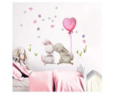 Little Deco DL230 Sticker Mural décoratif pour Chambre de bébé Motif Lapins de Lapin Rose 59 x 55 cm
