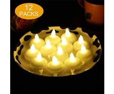 flintronic Bougie Flottante, 12PCS Mini Bougies à LED avec Piles (60-100Hrs, Lumière Blanc Chaud et Flamme Vacillante Lumière) Decoration pour Fête, Anniversaire, Halloween