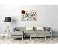 Wassily Kandinsky - Composition 8 (1923), 120 x 80 cm (plusieurs dimensions disponibles), Impression sur toile encadrée sur cadre en bois véritable et prêt à accrocher, impression à haute qualité fait-main. Stil: Peinture