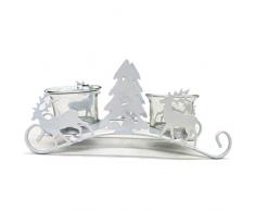 Chiic Rétro Bougeoir Métal,Bougeoir Noel,Arbre De Noël en Calèche Bougeoir Deco Noel Table,Blanc