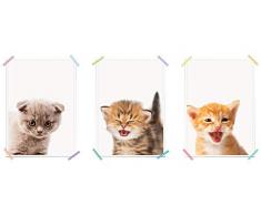 myprinti® Set de 3 Affiches de Chambre denfant | Poster Chambre de bébé Images | garçon Fille bébé | Taille DIN A5 | Chat Chaton Marron, Chat Chaton Marron Clair, Chat Chaton Orange, Chats