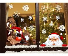 Tuopuda NoëL Autocollants Stickers Fenetre Electrostatique Père Noël Renne Flocons de Neige Stickers Noel Fenetre Amovibles Stickers Muraux