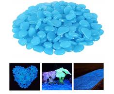 YUIP 200 Pcs Pierre Lumineuse, Galet Lumineux Cailloux Artificiels Pierres Décoratives dans la Nuit pour Jardin Extérieur Aquarium Passerelles Piscine Chemin Pelouse Cour (Bleu)