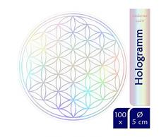 atalantes spirit Autocollant Fleur de Vie - Or et Argent & Hologramme métallisé - Film Transparent - Fleur de Vie