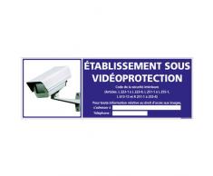 Etablissement sous Vidéoprotection - Adhésif Autocollant Sticker - Dimensions 210 x 75 mm - Garantie 10 ans - Panneau Vidéo protection