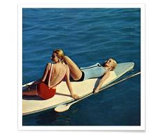 Juniqe® Affiche 20x20cm Surf Vintage - Design Tanning Boards (Format : Carré) - Poster, Tirages dart & Tableaux par des Artistes indépendants - Art rétro et Vintage - créé par Hemingway Design