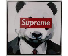 GLAGOODS Panda Supreme Designer Iconic Movie Pop Art Toile encadrée Murale avec Citation en Vinyle