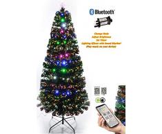 SHATCHI 6053 Sapin de Noël illuminé avec application Bluetooth pour smartphone 60 cm 8 modes/minuterie/contrôle de la luminosité Fibre optique de Noël 0,6 m Vert