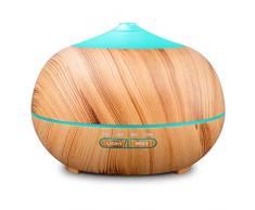 Tenswall 400ml Humidificateur Ultrasonique Diffuseur Aromatherapie Humidificateur dHuiles Essentielles avec 7 Couleurs Lumières LED