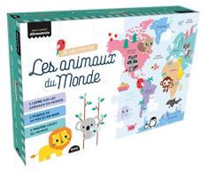 Je découvre les animaux du monde : Avec 1 puzzle de 20 pièces en bois, et 1 poster géant du monde, 1 petit sac