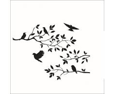 Stonges Arbre Branches Oiseaux Wall Sticker Amovible Vinyle Chambre Salon Art Mural Noir Sticker Décoration