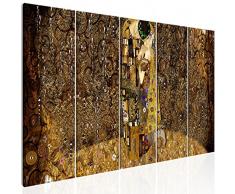 murando Impression sur Toile intissee Gustav Klimt Le Baiser 200x80 cm 5 Pieces Images Photo Tableau Motif Moderne Decoration tendu sur Chassis Abstrait Gold d'or l-A-0010-b-m