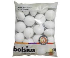Bolsius 103632053702 Bougie flottante, cire de paraffine Blanc, 4.5cm l x 4.5cm w X 3cm h