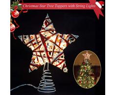 VersionTech Arbre de Noël Topper, Lumière de Décoration étoile pour Arbre Noël Sapin Treetop, Lumière de Noël LED Pentagramme pour La Décoration de Vacances, Maison, Chambre