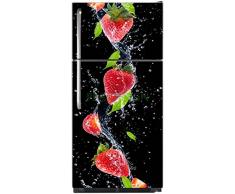 Sticker autocollant frigo Fraises 70x170cm SAEFR1039 (Fond Noir )