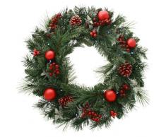 WeRChristmas Couronne givré 60 cm avec illuminé avec 20 LED Blanc Chaud Décorations de Noël