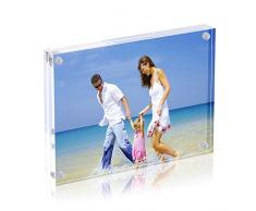 AMEITECH Cadre Photo Magnétique, Cadres Acryliques, Porte 13 x 18 cm, 10 + 10 mm Dépaisseur, écran sans Carte de Fond pour Carte Postale - Transparent
