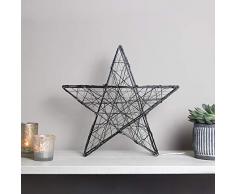 SnowEra - Décoration lumineuse / Illumination de Noël en Métal avec 140 micro-LED - Couleur LED : Blanc chaud - Forme : Étoile en métal noir