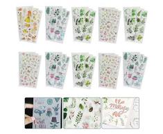 Golrisen 30 Pcs Feuilles Autocollants Stickers Motifs Feuilles Fleurs Animaux Aliments Décoller Washi Papier Pas Transparent Gommette Décoratif Adhésif Deco de DIY Calendrier Album Photo Scrapbooking