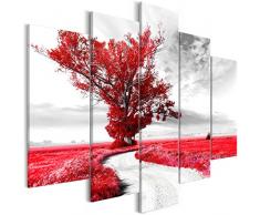 murando Impression sur Toile intissee Paysage 200x100 cm 5 Parties Tableau Tableaux Decoration Murale Photo Image Artistique Photographie Graphique Arbre Nature Rouge c-B-0356-b-o