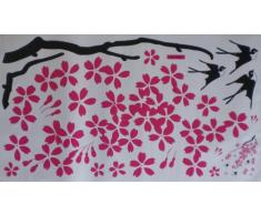 Arbre en fleurs feuilles Décoration Murale Sticker mural Stickers pour les surfaces lisses 1 grand arc 570 mm x 320 mm