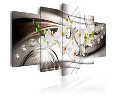 BD XXL murando Impression sur Toile intissee 200x100 cm cm 5 Parties Tableau Tableaux Decoration Murale Photo Image Artistique Photographie Graphique Fleur Orchid Diamant b-A-0238-b-n