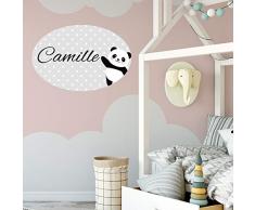 Sticker De Porte Personnalisable avec Le Prénom de Votre Enfant - Petit Panda Trop Chou - Dimensions 30x20 cm - Adhésif