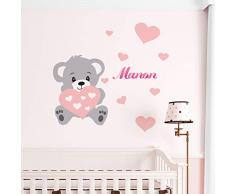 Sticker mural Prénom Personnalisé | Sticker chambre bebe Nom Personnalisable - Stickers Alphabet Decoration Chambre Enfant | Stickers Muraux 2 Planches de 30x35cm et 50x30cm - Stickers Prenom Rose
