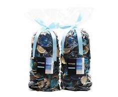 Qingbei Rina Pot-Pourri Parfumé Fleurs Sechées Bleu Turquoise Arôme de lOcéan Ensemble de 2 Sachets 204g en Total