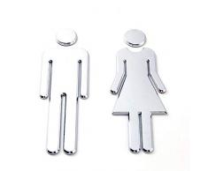 Mirrwin Signes WC Homme Femme Toilette Homme Femme Signs Plaque de Porte Pictogramme WC 2 pièces adhésif WC Stickers pour Toilette Porte de Restaurant Publique Hôtel Cafétéria