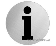 OFFORM Plaque de porte en acier inox brossé, pictogramme "Information" Ø 100 mm No.7554