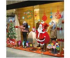 Youson Girl Autocollant de Noël, Autocollant de Fenêtre de père Noël DIY Sticker Fenêtre de Flocon de Neige, Bonne année Joyeux Noël