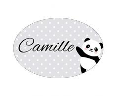 Sticker De Porte Personnalisable avec Le Prénom de Votre Enfant - Petit Panda Trop Chou - Dimensions 15x10 cm - Adhésif