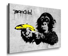 Banksy Monkey Street Art Graffiti toile image de artfactory24 prémonté sur châssis – Reproduction Impression artistique sur toile, images, cadres, Poster, peinture, pop art deco art images