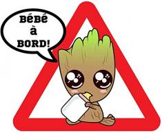 Sticker Bébé à bord- Bébé Groot à bord autocollant en couleur