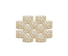 VINCIGANT Bougeoir Doré Cristal Support Bougie Chauffe-Plat pour Décoration Mariage Noel Cadeau Anniversaire,12pcs Set