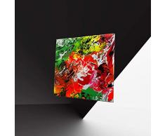 Tableau abstrait peinture aléatoire Action painting à l'acrylique. Toile unique format carré finition effet mat 50cmx50cm. Peintre Goartdeco. Décoration Bureau Salon design.