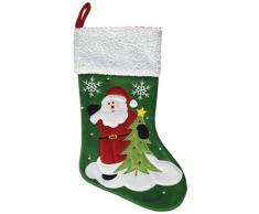 HEITMANN DECO Noël - Chaussette de Noël décorative en Feutre Vert et Broderie Père Noël à remplir et accrocher - Botte de Père Noël - décoration de Noël
