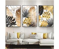 FACQ Impression sur Toile Toile Abstraite de Paysage de Montagne géométrique Peinture sur Toile doré Soleil Art Affiche Impression Photo de Mur,60X80CM 3pcs