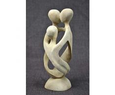 Coco Papaya Statuette Abstraite Famille h20cm en Bois Exotique Brut. Art Africain.
