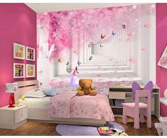 Papier Peint Intisse 3D Papillon Rose Fleur De Cerisier Affiche Le Fond Photo Papier Peint Art Accueil Décoration Enfant Dessin Chambre Garçon Fille Chambre À Coucher - 300x210CM(LxH)-XXL