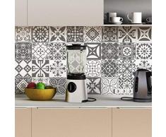 Stickers muraux Cuisine - Sticker Mural - Carreaux de Ciment adhésif Mural - Stickers Muraux azulejos - Sticker Carrelage adhesif Mural Salle de Bain 15 x 15 cm - 30 pièces Carreau de Ciment adhesif