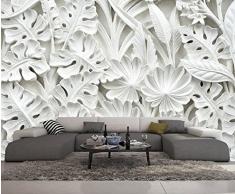 Papier Peint 3d Trompe L'oeil moderne blanc fleurs 415cmX254cm