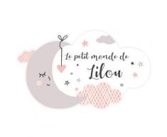 Sticker Porte Prénom Personnalisable Rose Le Petit Monde de. - Dimensions 40x24cm - Adhesif Permanent Brillant