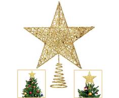 Lodou Étoile de Sapin de Noël à Paillettes dorées 20,3 cm