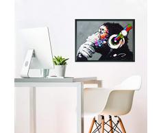 Banksy Monkey Graffiti Wall Art Poster pour garçons – Gamer Room Music Decor – Cuadros De Pared De Sala Modernos Pare Decorativos – 55,9 x 40,6 cm